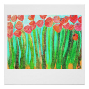 Grandes flores vermelhas - impressão 20 x 20