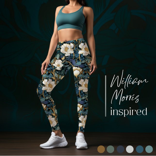 Grandes Flores William Morris Inspiraram Leggings (Criador carregado)