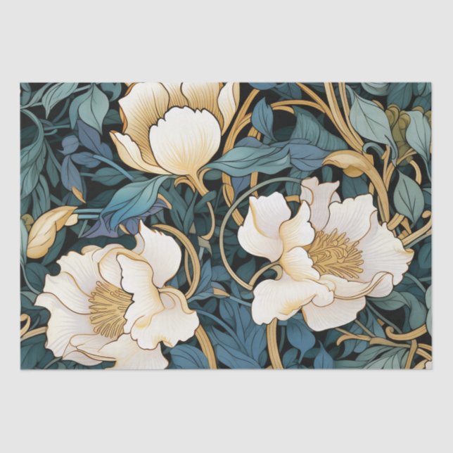 Grandes Flores William Morris Inspiraram Papel Tec (Frente )