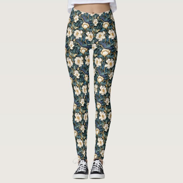 Grandes Flores William Morris Leggings femininas (Frente)