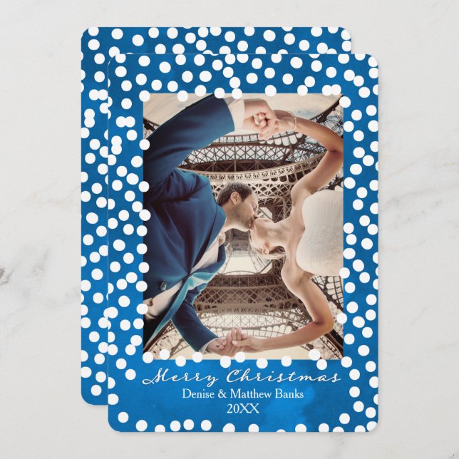 Grandes pontos de neve no azul Nebulas, cartão de  (Frente/Verso)