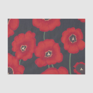 Grandes tulipas vermelhas no lenço de papel preto