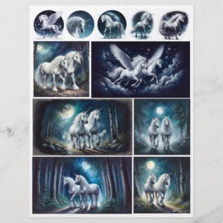 Grandes Unicórnios e Pegasus em Azul