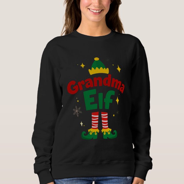 Grandma Elf Festive Family Pajama Top (Frente)
