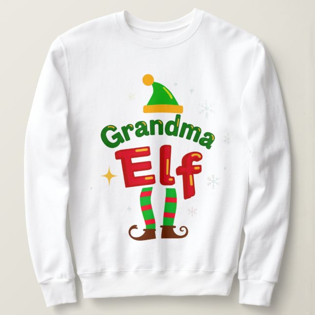 Grandma Elf Festive Family Pajama Top (Frente do Design)