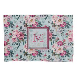 Grandmillennial Rosa Poeirento Floral Monograma Pe