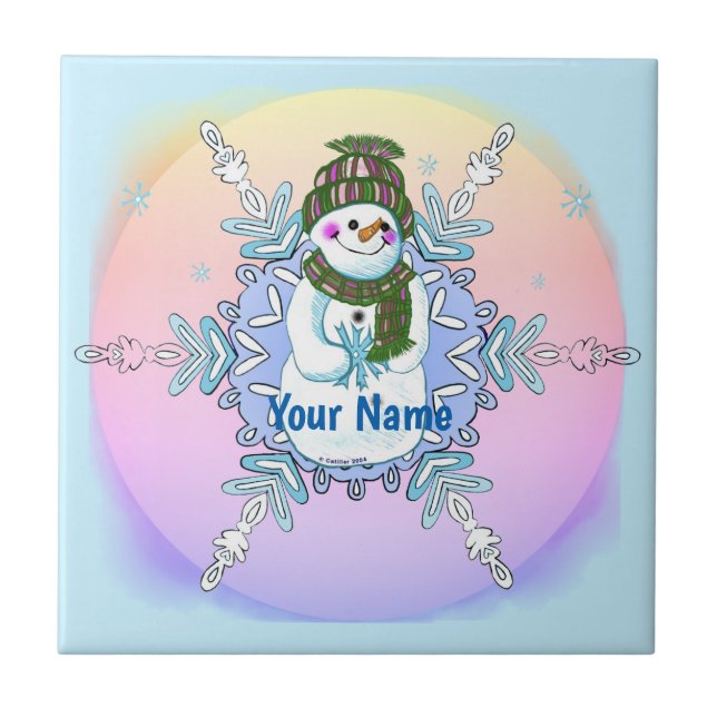 Granny Snowflake Snowman tile (Frente)