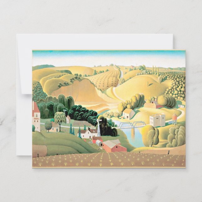 Grant Wood - Stone City, Iowa, pintura de arte (Frente)