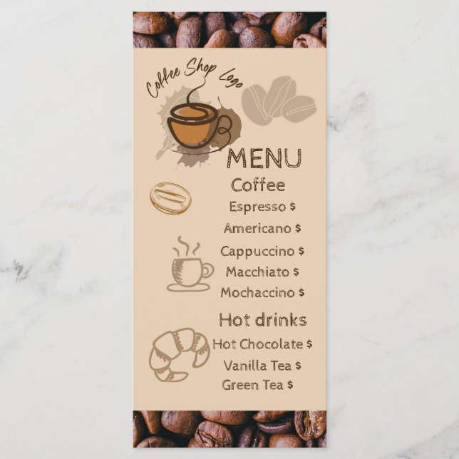 Grãos de Café Casual Adicione Seu Menu Café (Frente)