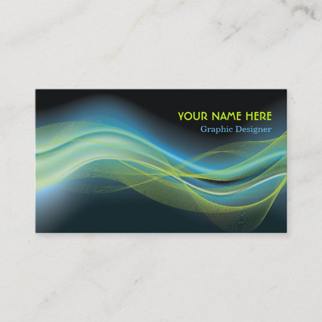 Graphic Designer Cartão de visita azul onda limão (Frente)