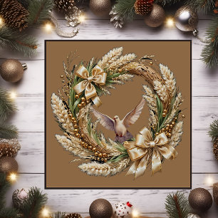 Grass Christmas Wreath Magnetic Card
