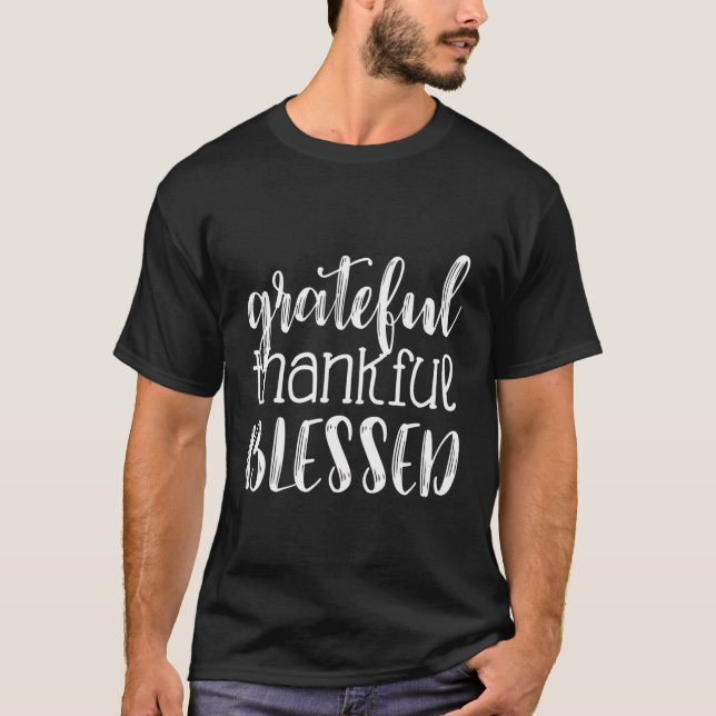 Grata Agradeço ao abençoado Camisa de Manga Longa  (Frente)