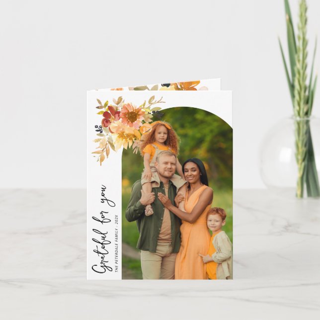 Grata, feliz cartão de saudação de ação de agradec (Frente)