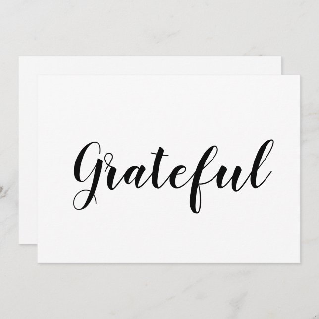 Grateful black script white, bonito cartão de agra (Frente/Verso)