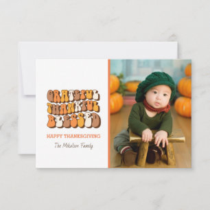 Grateful Cartão com fotos de tipografia abençoada