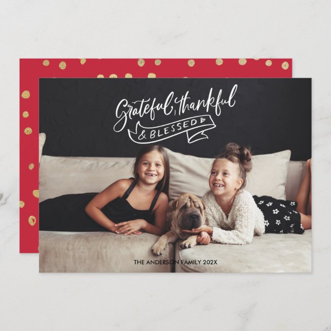 Grateful Cartões de foto de Natal (Frente/Verso)