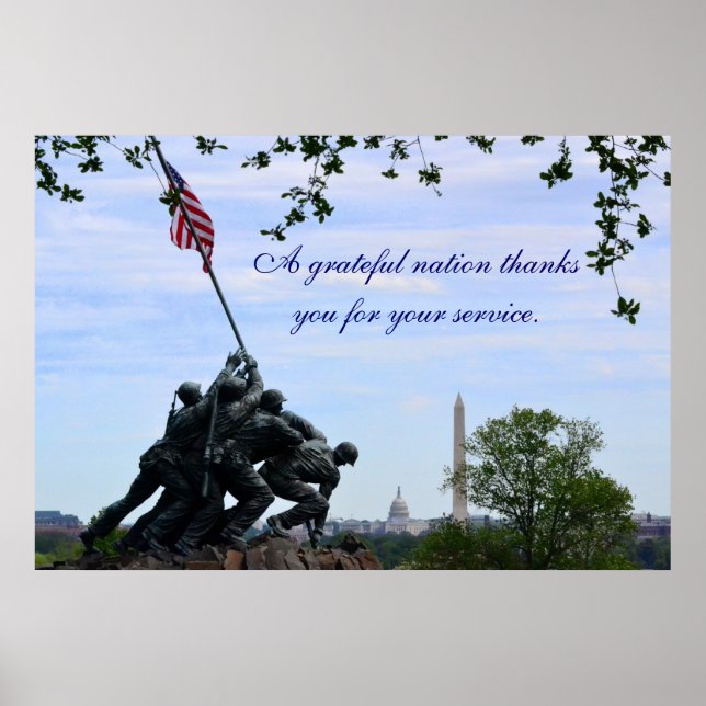 Grateful Nation Thanks You for Your Service Poster (Frente)