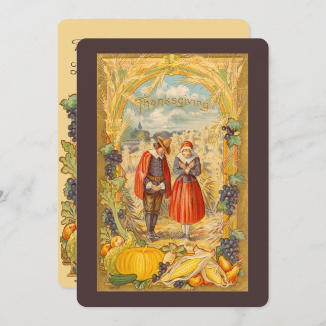 Grateful Pilgris Dia de Ação de Graças Convite (Frente/Verso)