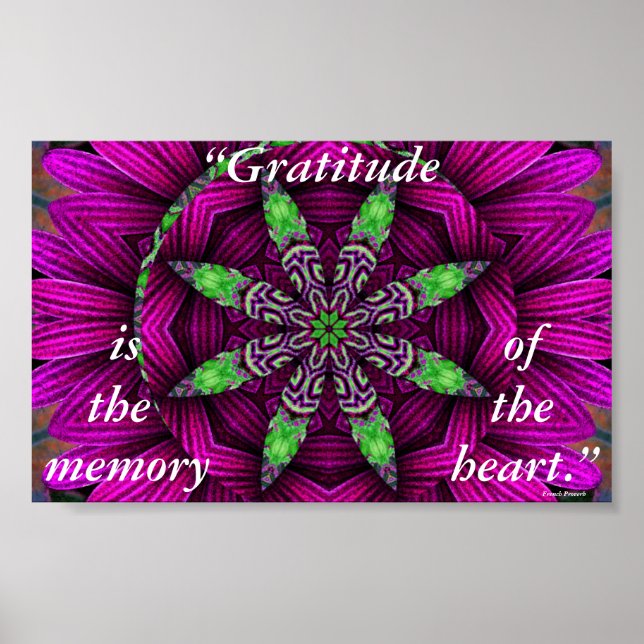 Gratidão Floral Kaleidoscópica Mandala Poster (Frente)