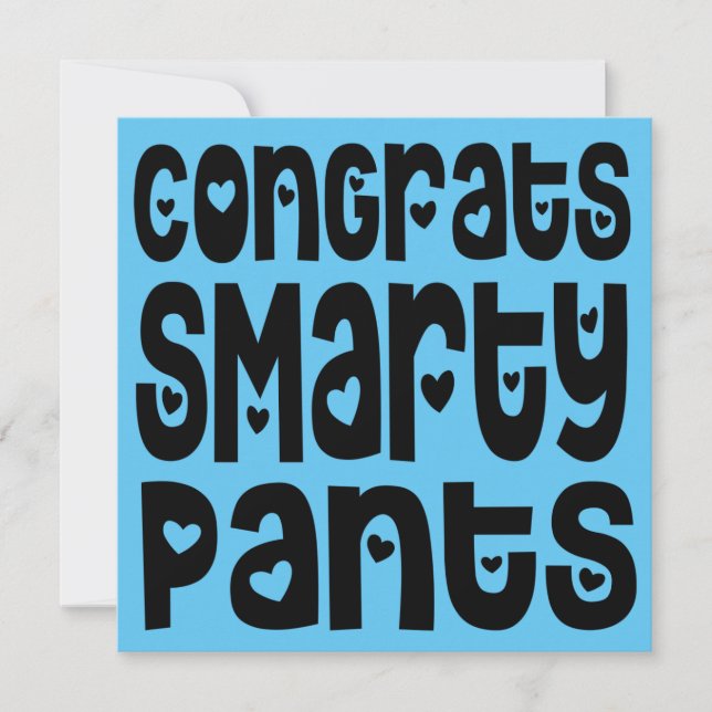 Gratos Smarty Pants Texto Corações Exam Azul (Frente)
