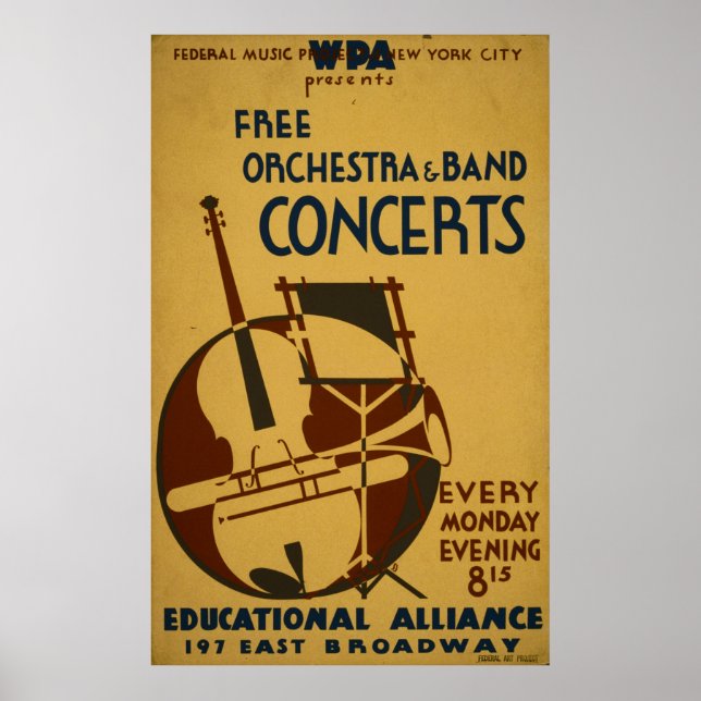 Gratuito Orquestra Concerts 1938 Poster vintage WP (Frente)