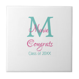 Grava o nome do formando monograma verde rosa azul