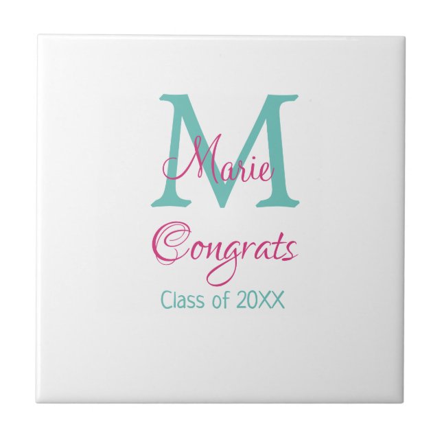 Grava o nome do formando monograma verde rosa azul (Frente)