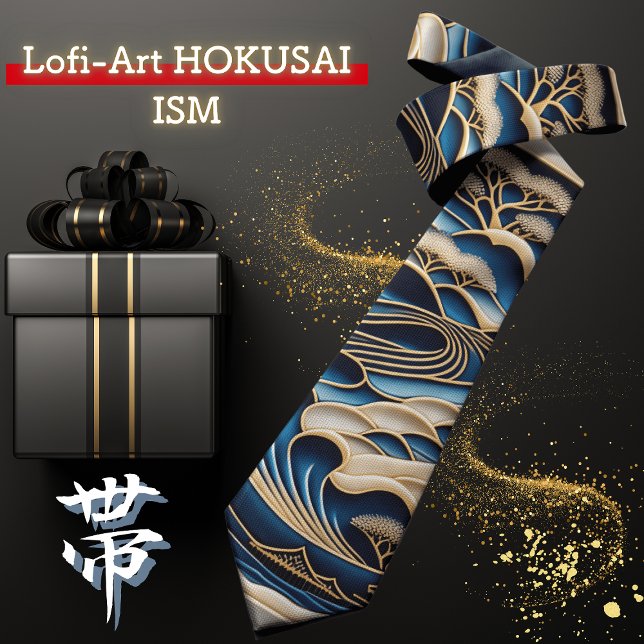 GRAVATA ビンテージな日本の浮世絵北斎イズムとローファイアートが融合した着物柄のネクタイ (Criador carregado)