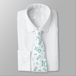 Gravata 100º Aniversário Raleatório Número Padrão Teal