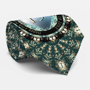 Gravata 19º Aniversário do Casamento Acquamarine Medallion