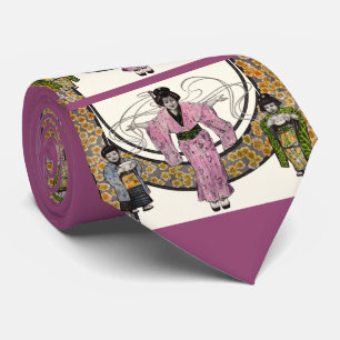 Gravata 1906 art nouveau Japonês impressão