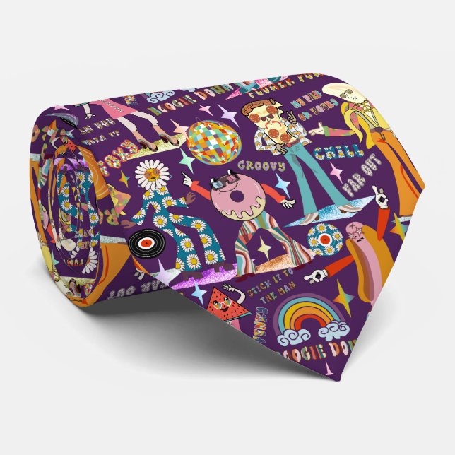 Gravata 1970s Sticker Disco Neck Tie (Rolled)