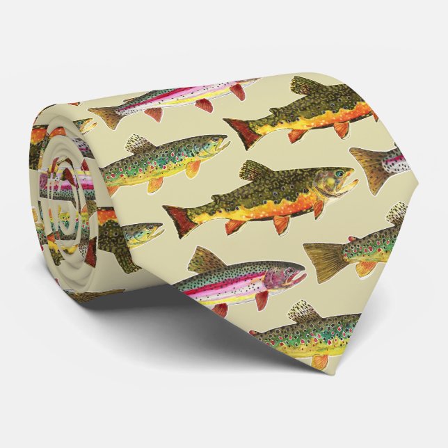 Gravata 3 Pescadores De Pescar Com Belas Trutas (Rolled)