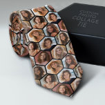 Gravata 7 Photo Collage - funky honeycomb - preto<br><div class="desc">BE PACIENTE — leva tempo para carregar fotos — Essa montagem divertida de fotos inclui um lugar para 7 fotos. A grade inclui uma grade de fotos em forma de hexágono ou favos de mel com bastante espaço para adicionar seus fotos favoritos. Fotos quadradas funcionam melhor com este modelo. Adicione...</div>