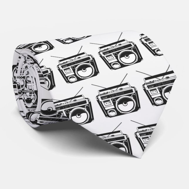 Gravata 80s Boombox Pattern Retro (Rolled)
