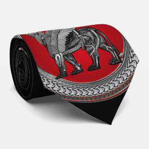 Gravata [900] Leão voado Assyrian: Lamassu de prata &