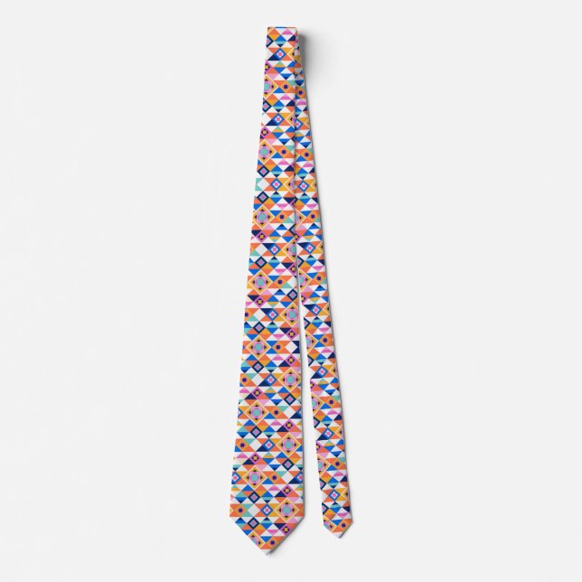 Gravata A colorful necktie with a vibrant geometric  (Frente)