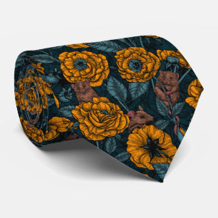 Gravata A festa dos camundongos em laranja e azul