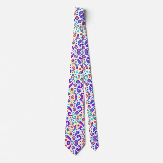 Gravata A tie with a vibrant, colorful paisley pattern  (Frente)