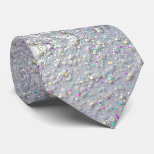 Gravata AB Branco Glitter Falso + Seda   Luxo Gentleman's