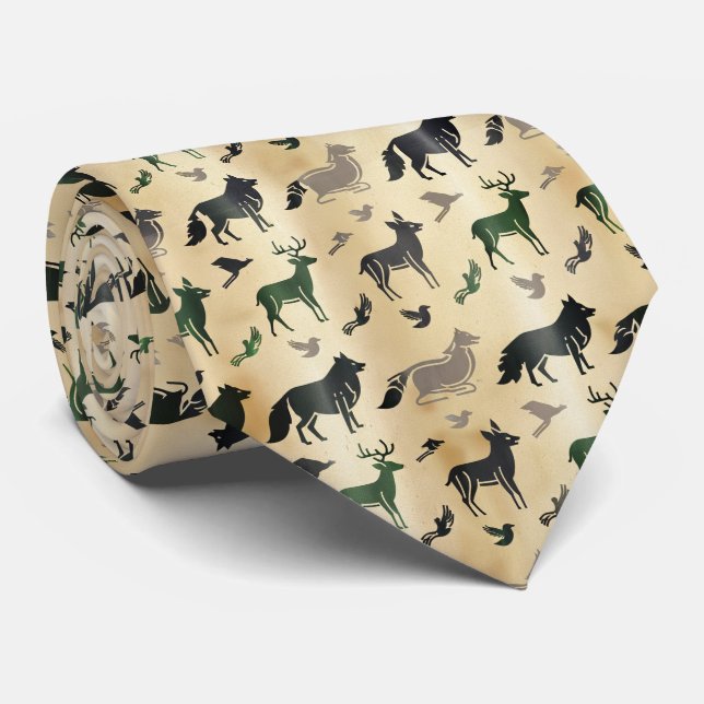 Gravata Abstract Animal Silhouette Pattern (Rolled)