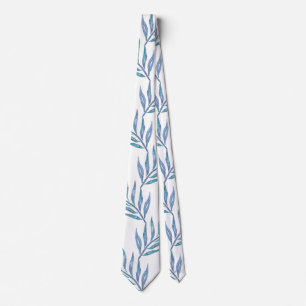 Gravata Abstract blue palm leaves