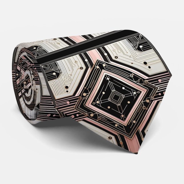 Gravata Abstract Circuit Board - Retro Art Deco (Rolled)