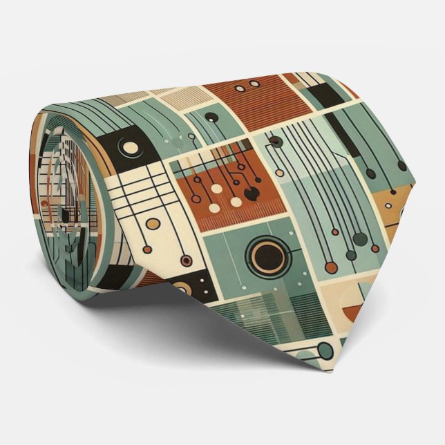 Gravata Abstract Circuit Board - Retro Mid Century Modern  (Rolled)