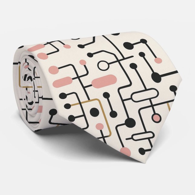 Gravata Abstract Circuit Board - Retro Mid Century Modern  (Rolled)