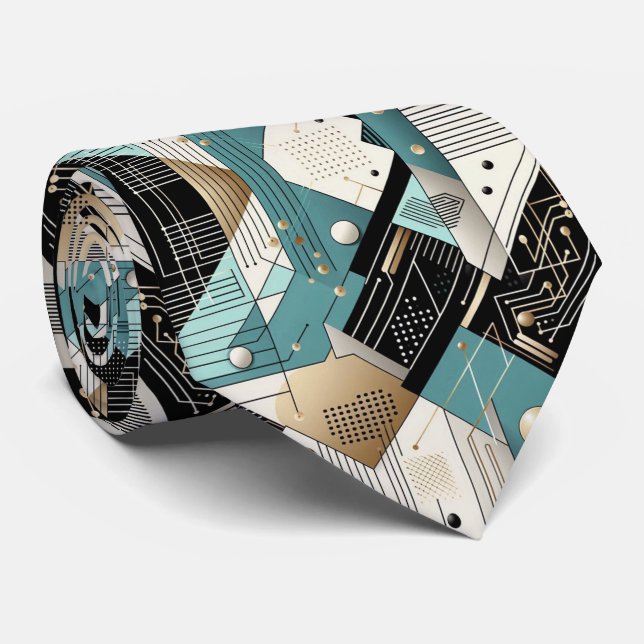 Gravata Abstract Circuit Board - Retro Mid Century Modern  (Rolled)