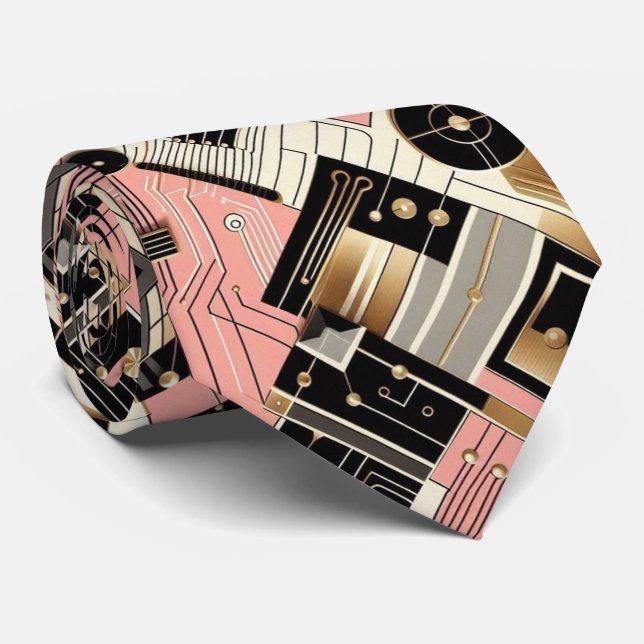 Gravata Abstract Circuit Board - Retro Mid Century Modern  (Rolled)