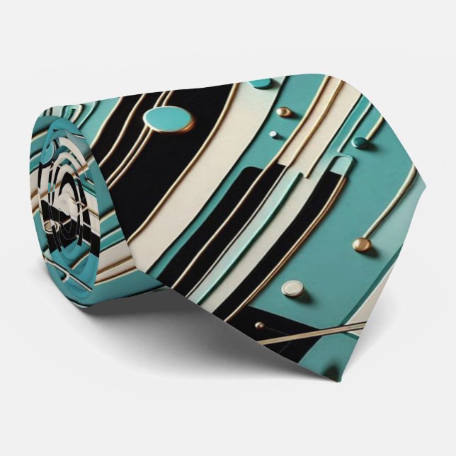 Gravata Abstract Circuit Board - Retro Mid Century Modern  (Rolled)