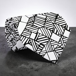Gravata Abstract Geometric Black & White Custom Necktie