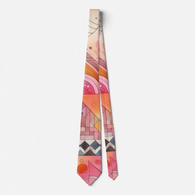 Gravata Abstract Pink Colorful Geometric Design (Frente)